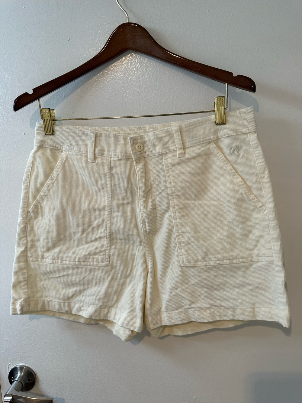 Hang Ten Women's Cream Casual Cotton Corduroy Shorts